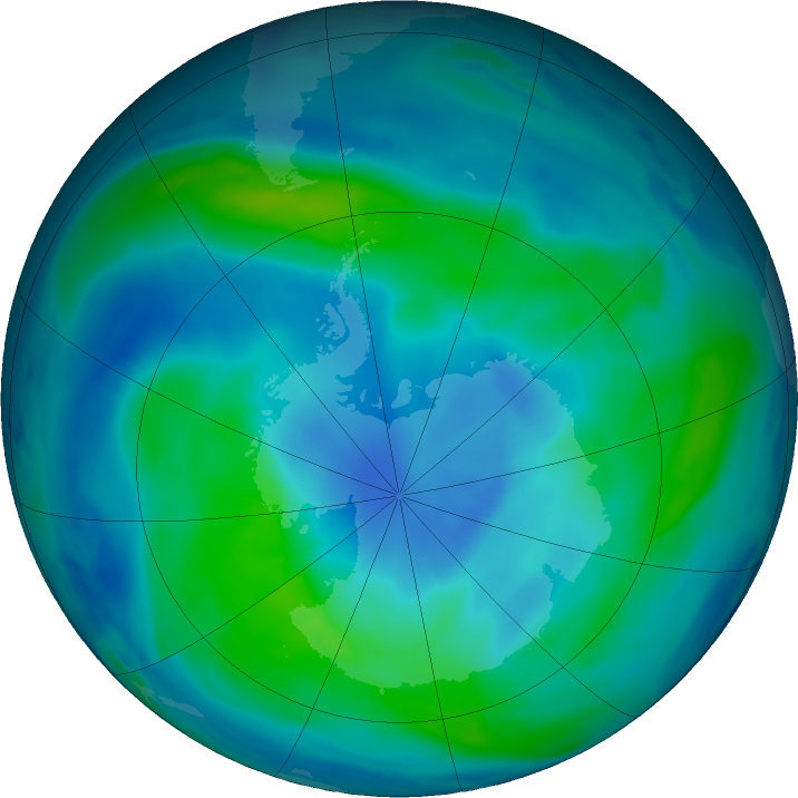 Antarctic ozone map for 08 March 2018